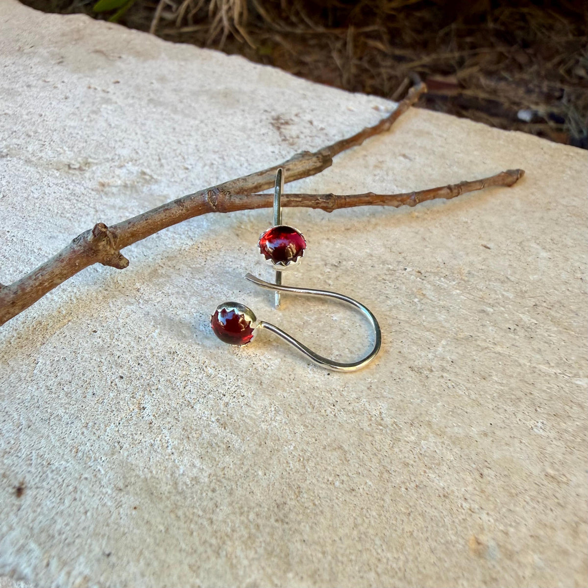 Garnet Dangle Earrings • Sterling Silver or Argentium • Seamless Ear Wires
