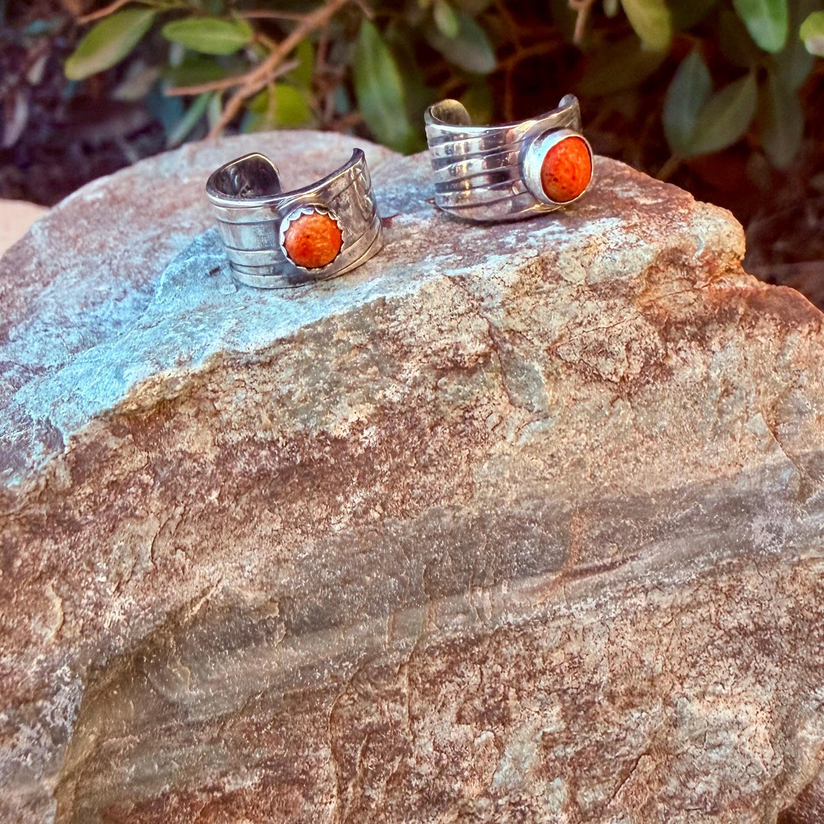 Apple Coral Ear Cuff • Sterling Silver Wide Band • Faux Conch • No Piercing • 4mm-5mm
