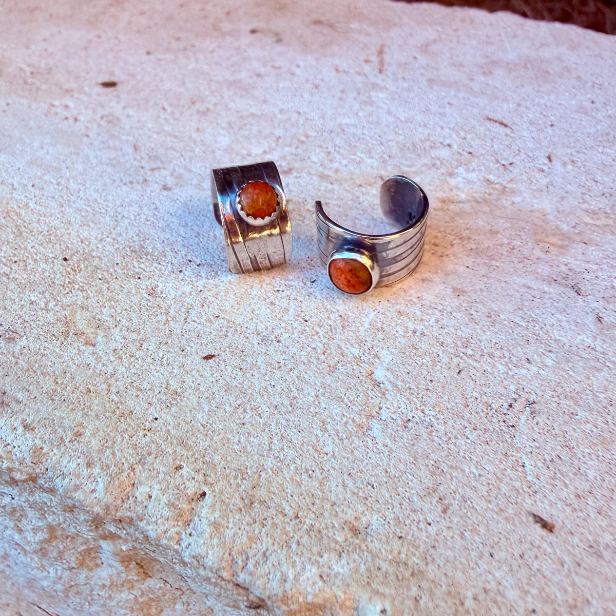 Apple Coral Ear Cuff • Sterling Silver Wide Band • Faux Conch • No Piercing • 4mm-5mm