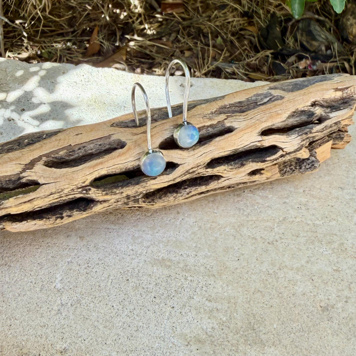 Rainbow Moonstone Dangle Earrings • Sterling Silver or Argentium • Seamless Ear Wires