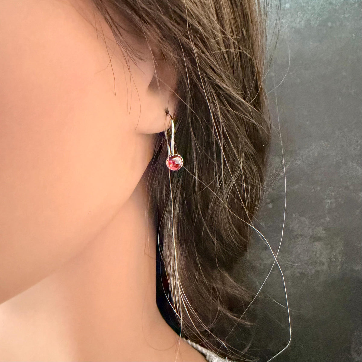 Garnet Dangle Earrings • Sterling Silver or Argentium • Seamless Ear Wires