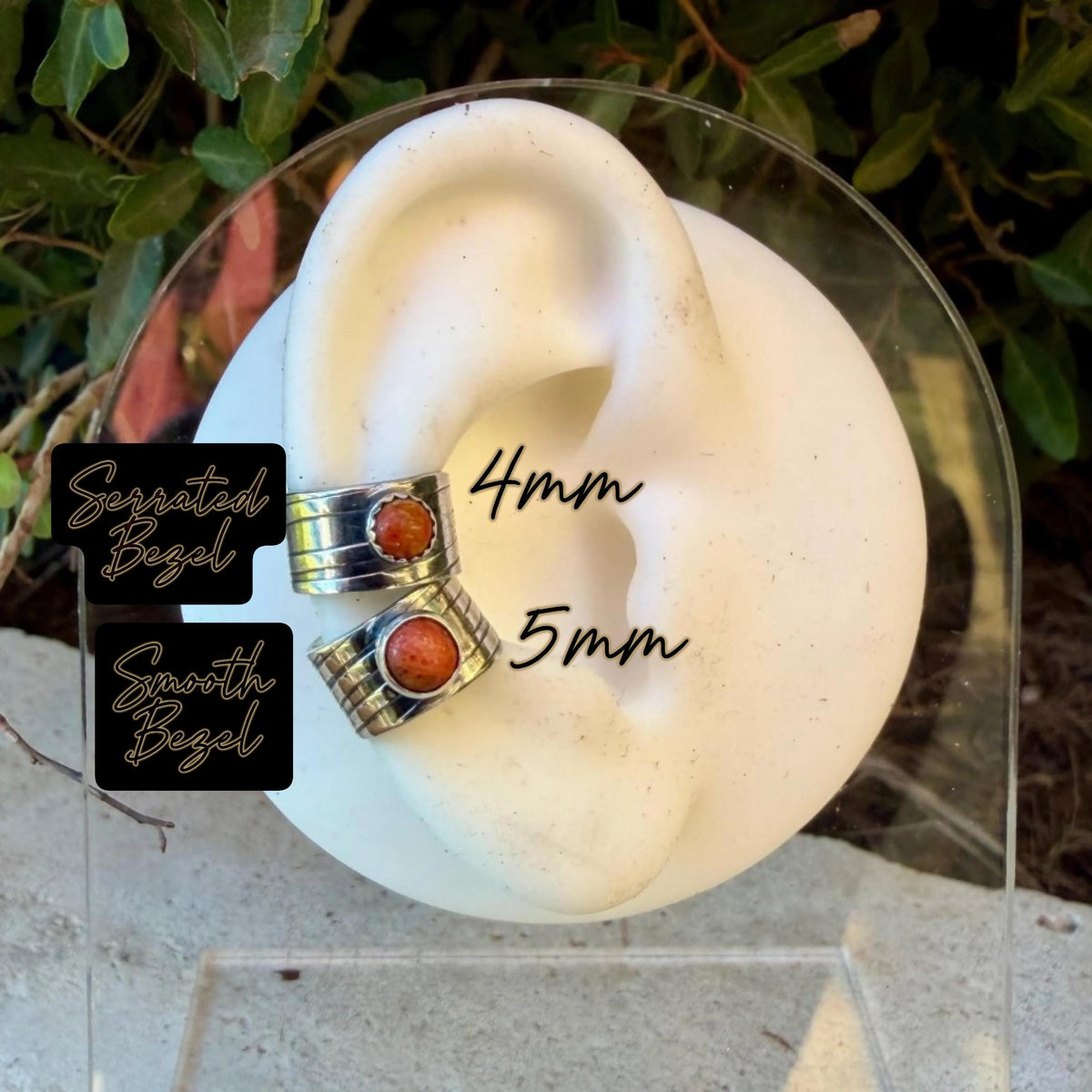 Apple Coral Ear Cuff • Sterling Silver Wide Band • Faux Conch • No Piercing • 4mm-5mm