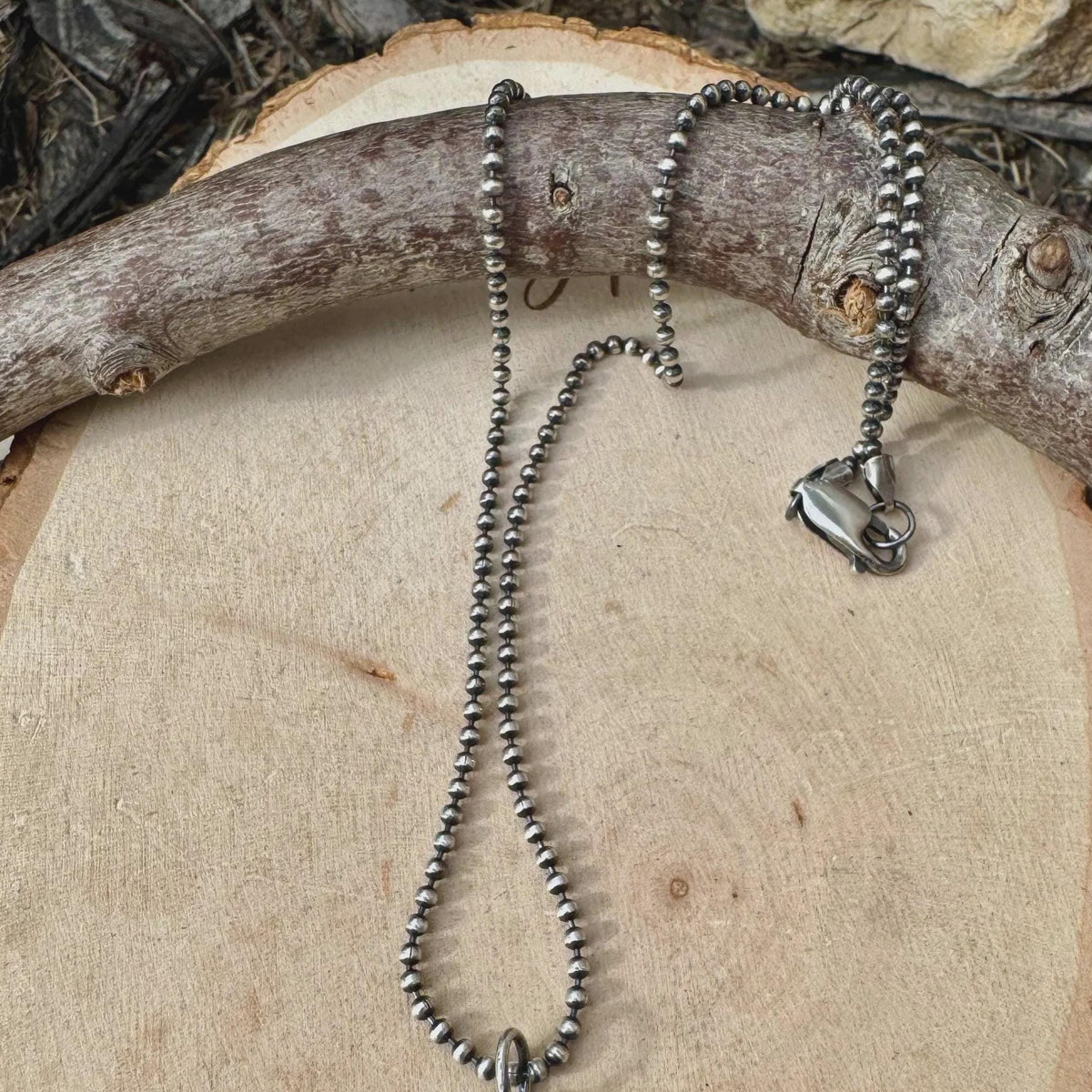 Sterling Silver Ball Chain Necklace • Oxidized 2mm Chain • Southwest Charm Jewelry