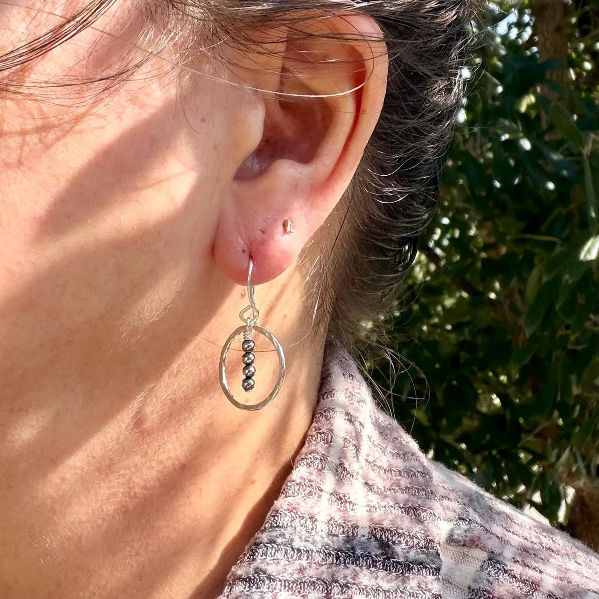 Dainty Desert Pearl Drop Earrings, Sterling Silver Circle Dangle Earrings