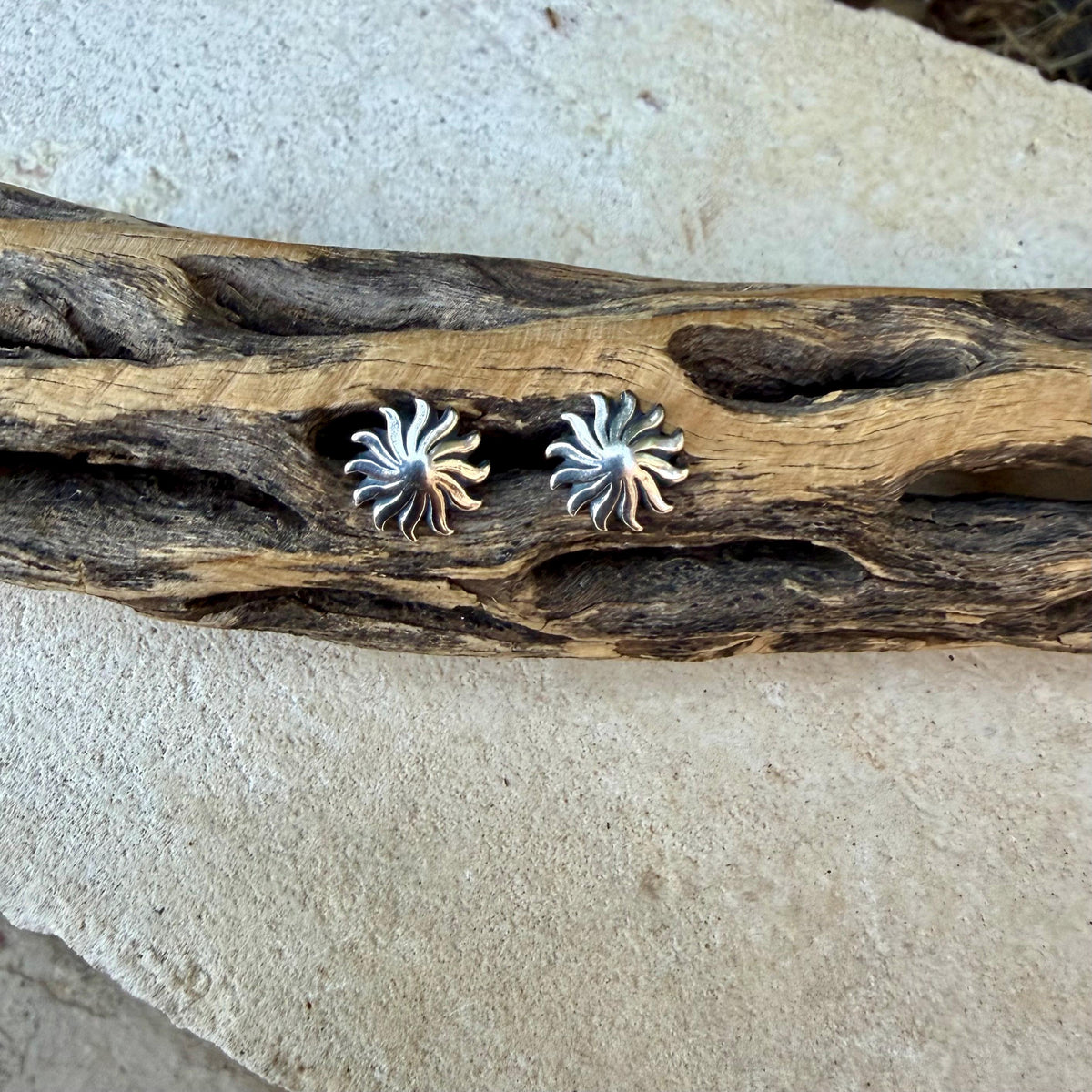 Sterling Silver Sunburst Labret | Flat Back Stud | Cartilage Helix Tragus Earring | Single or Pair