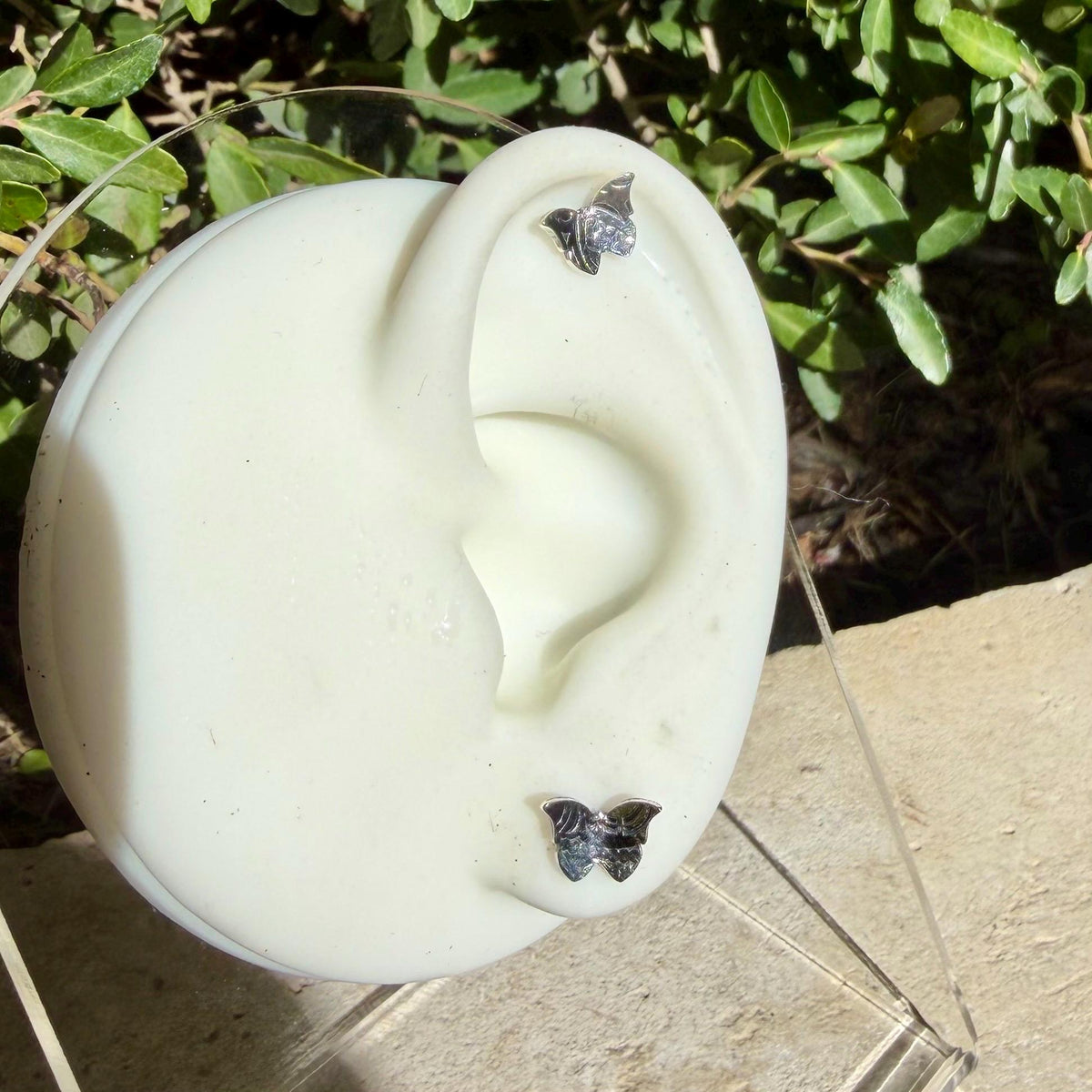 Sterling Silver Butterfly Flat Back Stud | Cartilage Helix Lobe Earring | Single or Pair