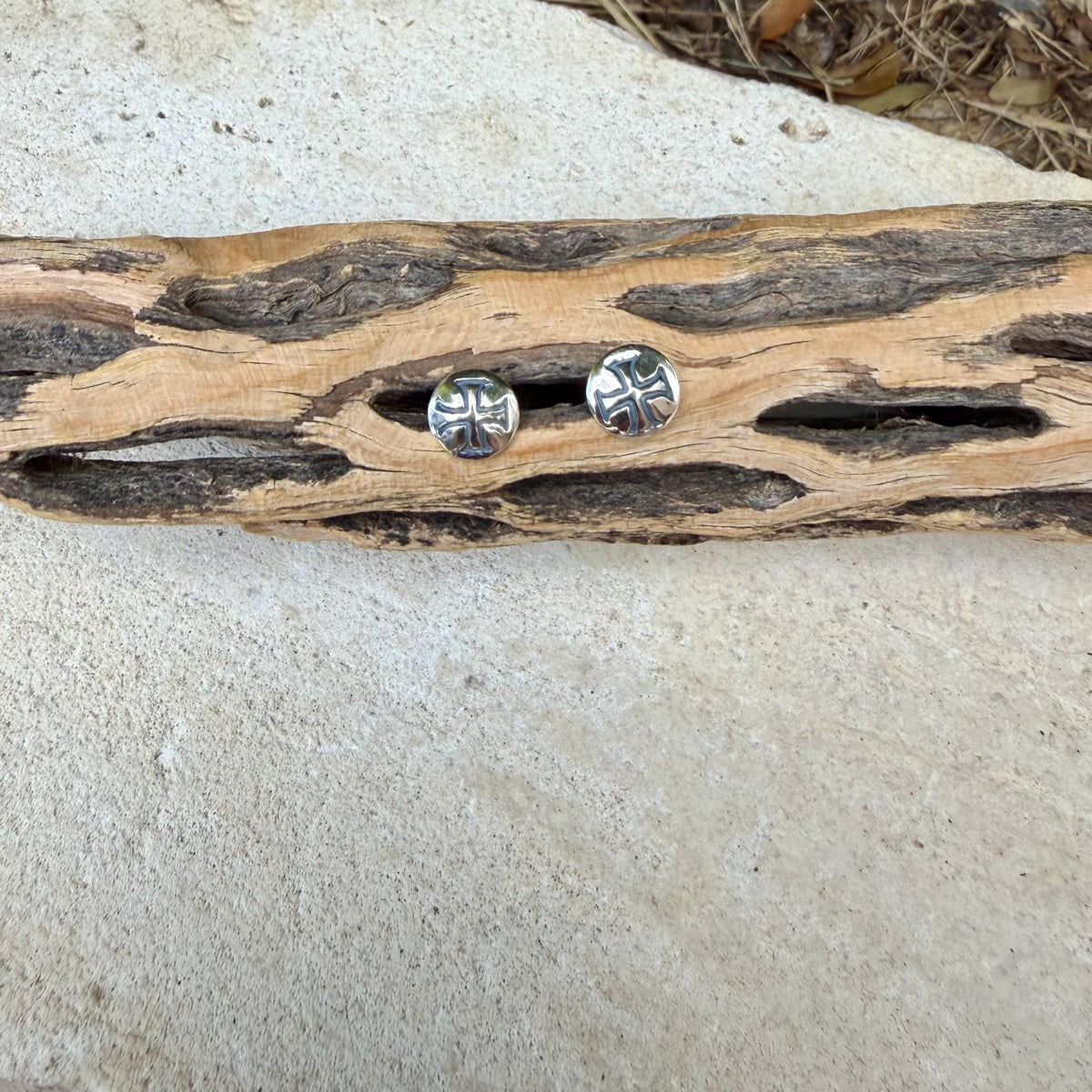 Sterling Silver Medieval Iron Cross Flat Back Stud | Labret Earring for Lobe & Cartilage