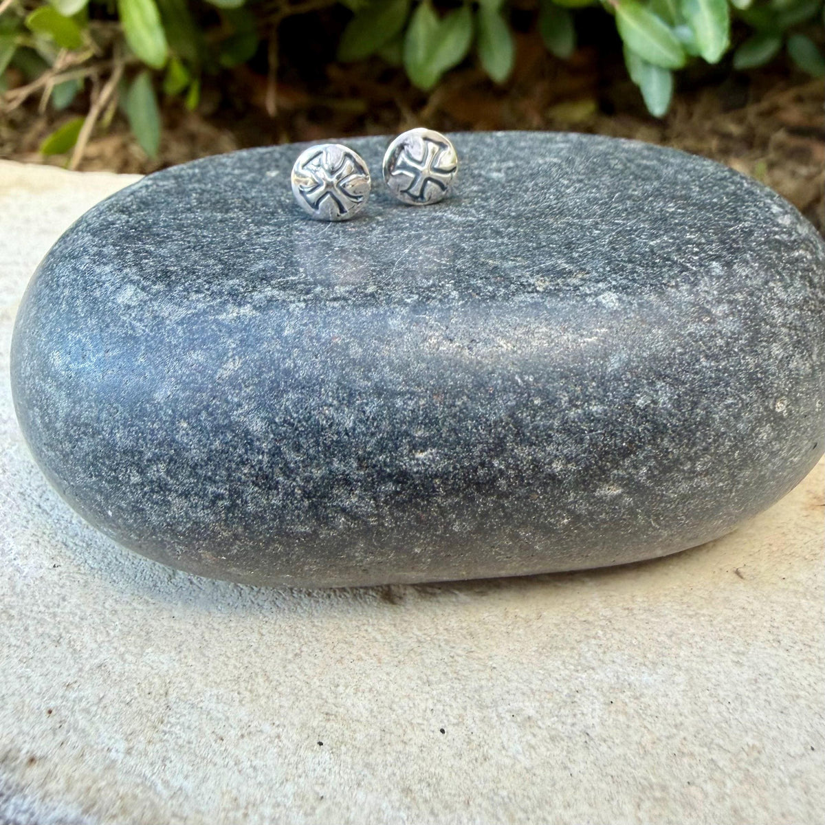 Sterling Silver Medieval Iron Cross Flat Back Stud | Labret Earring for Lobe & Cartilage