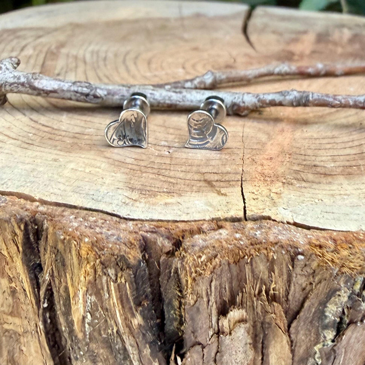 Tiny Sterling Silver Heart Labret Stud | Flat Back Cartilage Earring | Single or Pair