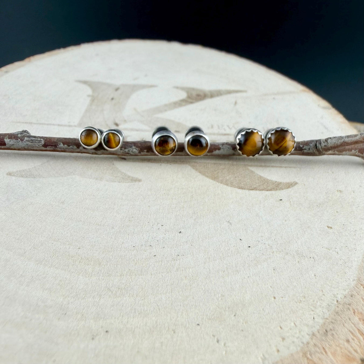 Tigers Eye Labret Stud • Genuine Moonstone Earring • 20G 18G 16G Threaded Post • Screw-On Back