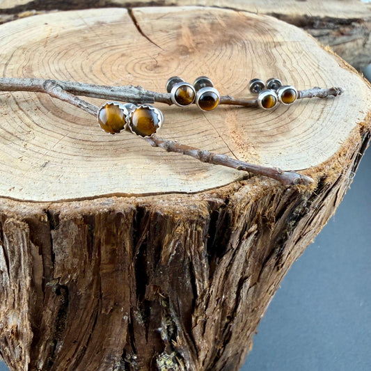 Tigers Eye Labret Stud • Genuine Moonstone Earring • 20G 18G 16G Threaded Post • Screw-On Back