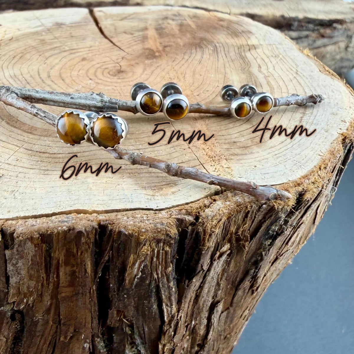 Tigers Eye Labret Stud • Genuine Moonstone Earring • 20G 18G 16G Threaded Post • Screw-On Back