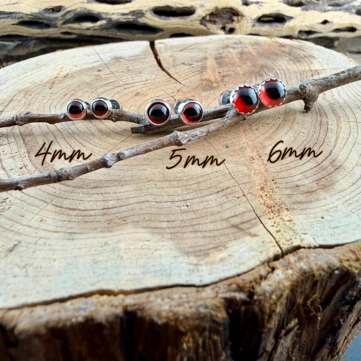 Genuine Garnet Labret Stud • Sterling Silver Bezel (4-6mm) • Threaded Post • 20G 18G 16G