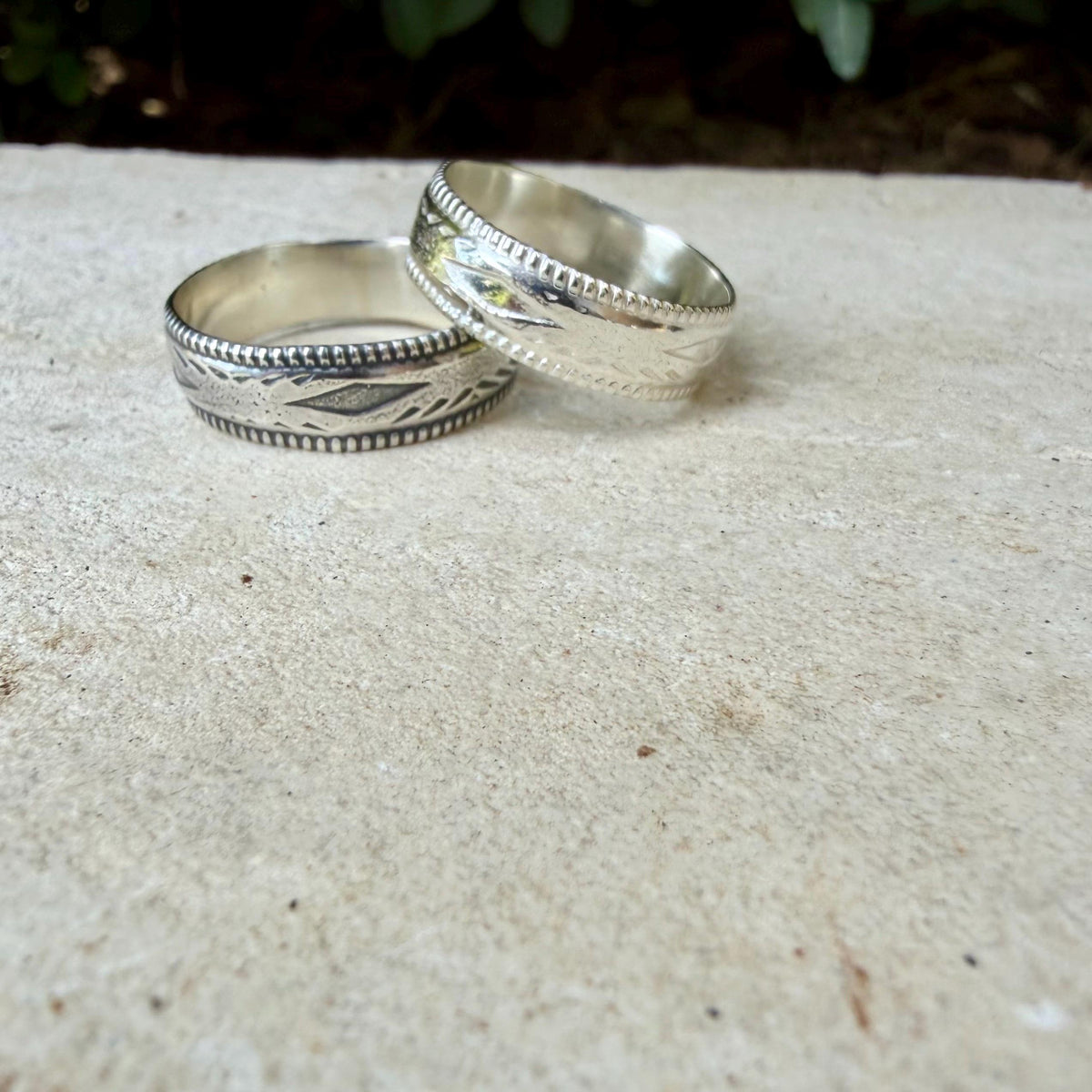Southwest Sterling Silver Band Ring • Wide Embossed Western Ring • Unisex