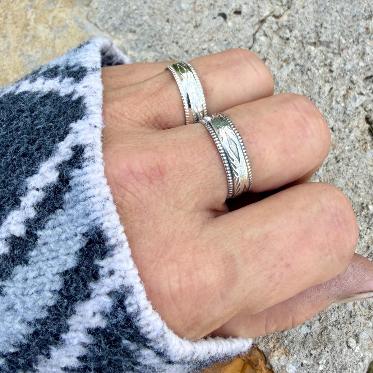Southwest Sterling Silver Band Ring • Wide Embossed Western Ring • Unisex