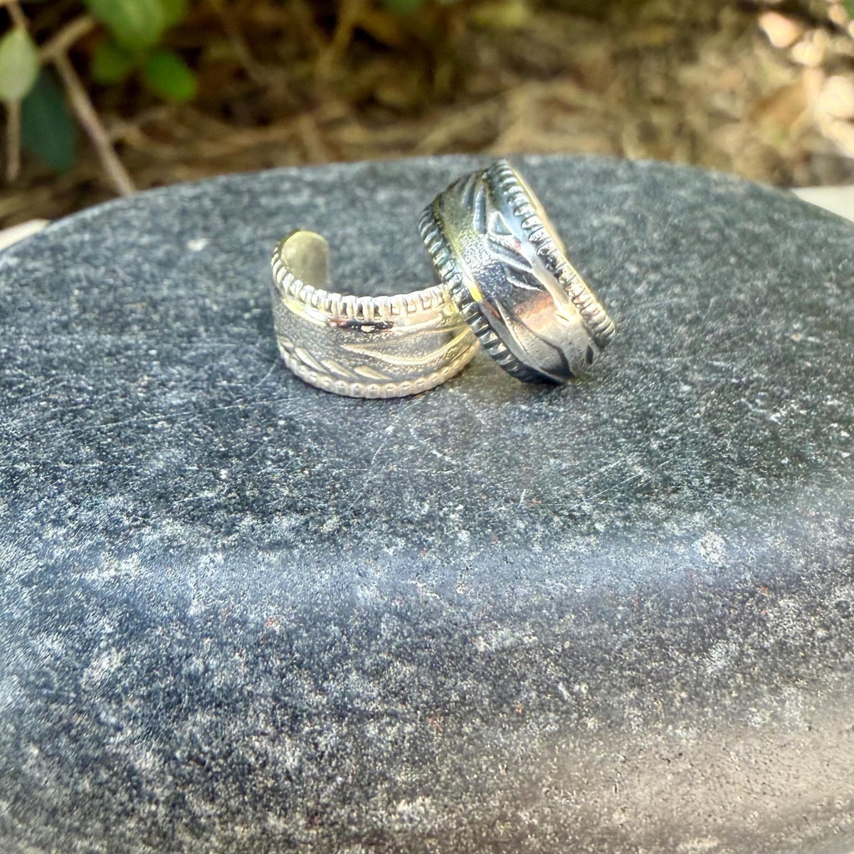 Sterling Silver Ear Cuff • Southwest Embossed Band • Faux Conch • No Piercing