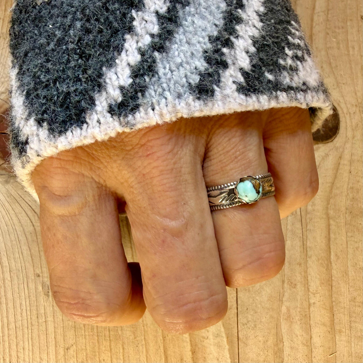 Blue Moon Turquoise Ring • Wide Sterling Silver Southwest Ring • Rare Turquoise • Western Artisan Jewelry