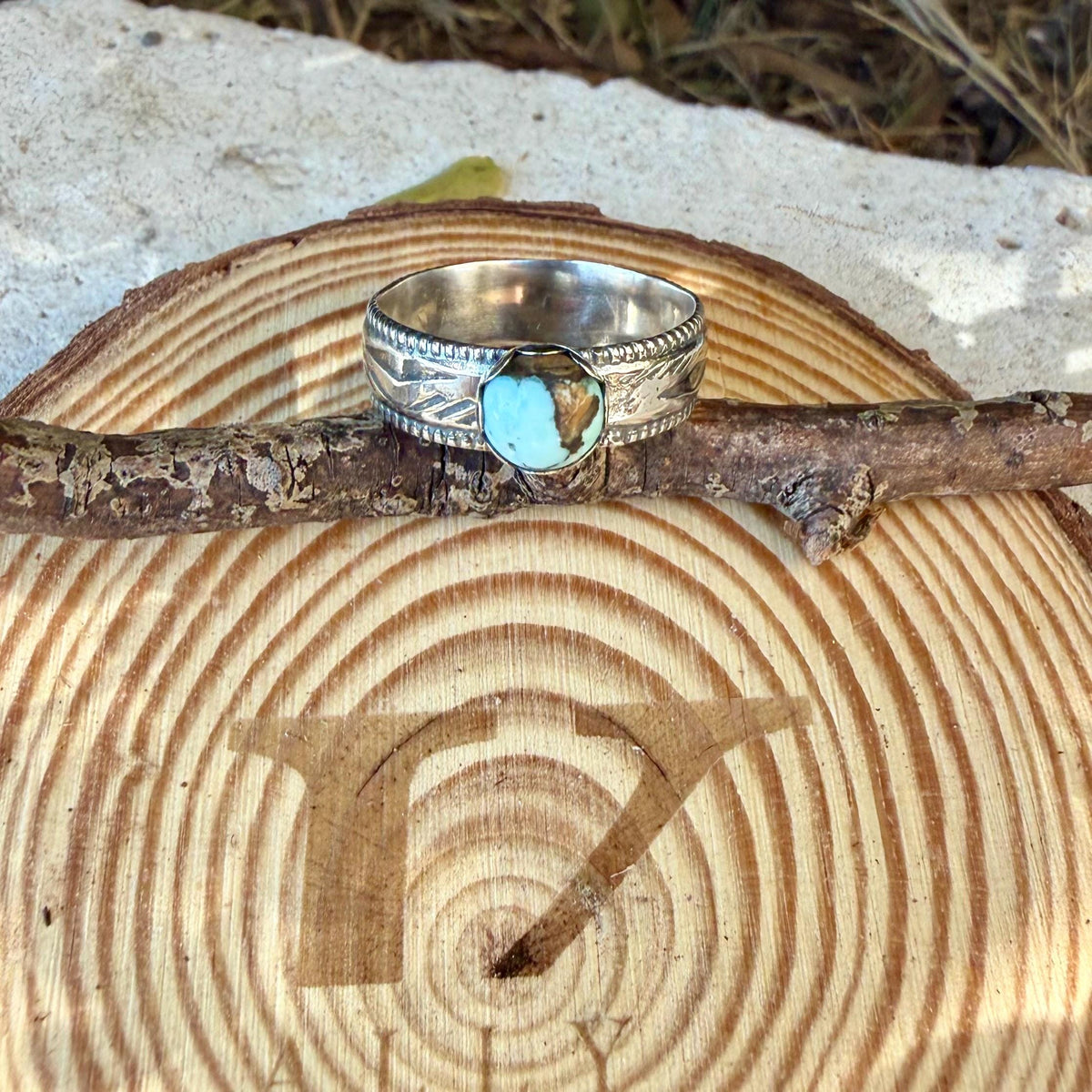 Blue Moon Turquoise Ring • Wide Sterling Silver Southwest Ring • Rare Turquoise • Western Artisan Jewelry