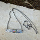 Rainbow Moonstone Paisley Bar Necklace • Sterling Silver Moonstone Jewelry • Rustic Southwestern Edition