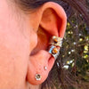 Tiger's Eye Ear Cuff • Sterling Silver Wide Band • Faux Conch • No Piercing • 4mm-5mm