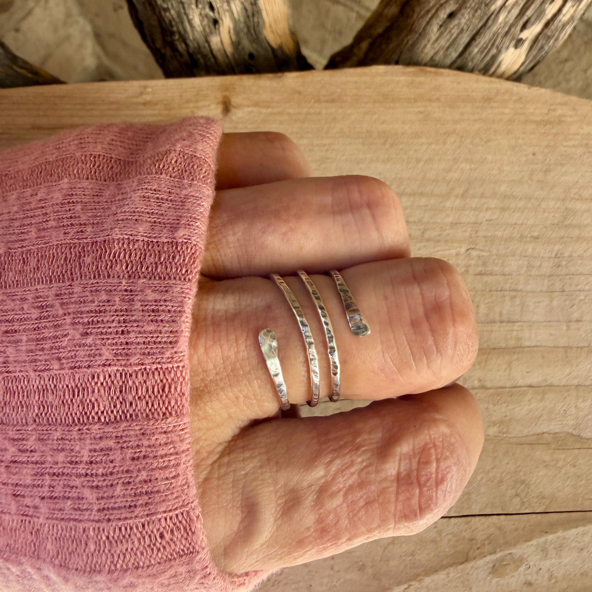 Sterling Silver Spiral Ring • Multi Coil Bypass Ring • Boho Chic Wrap Band