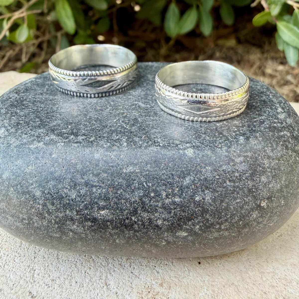 Southwest Sterling Silver Band Ring • Wide Embossed Western Ring • Unisex