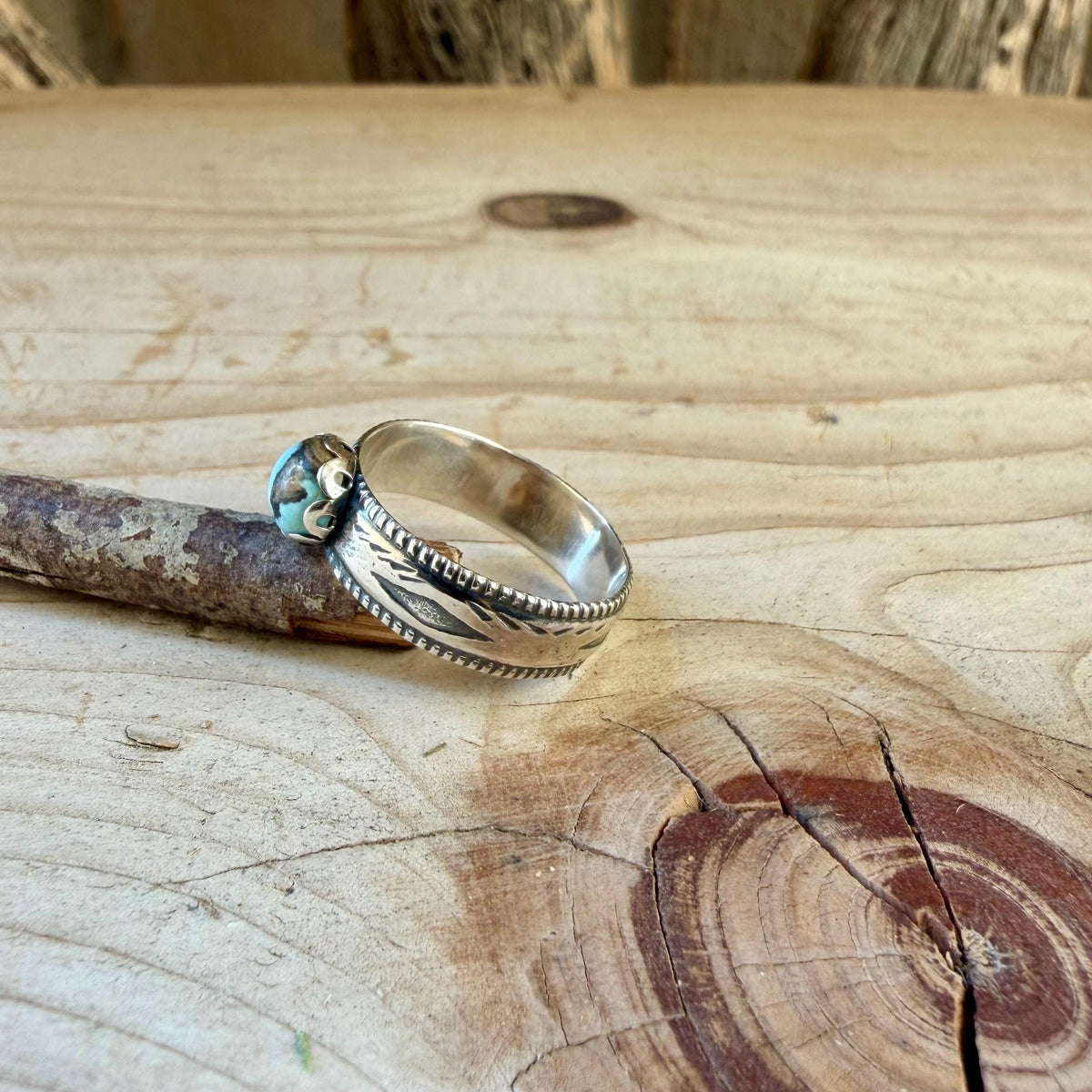 Blue Moon Turquoise Ring • Wide Sterling Silver Southwest Ring • Rare Turquoise • Western Artisan Jewelry