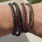 Braided leather wrap bracelet with bayonet closure/ double wrap genuine leather bracelet